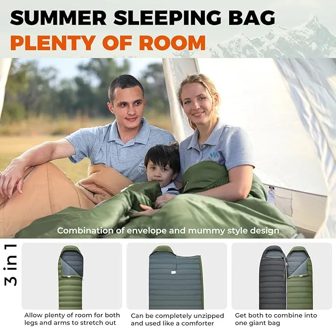 KingCamp Ultralight Down Sleeping Bag, 650 FP Compact Cold Weather 3-4 Season Sleeping Bag for Adults 10°F, Backpacking, Camping, Hiking, Traveling with Compression Sack