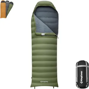 KingCamp Ultralight Down Sleeping Bag, 650 FP Compact Cold Weather 3-4 Season Sleeping Bag for Adults 10°F, Backpacking, Camping, Hiking, Traveling with Compression Sack