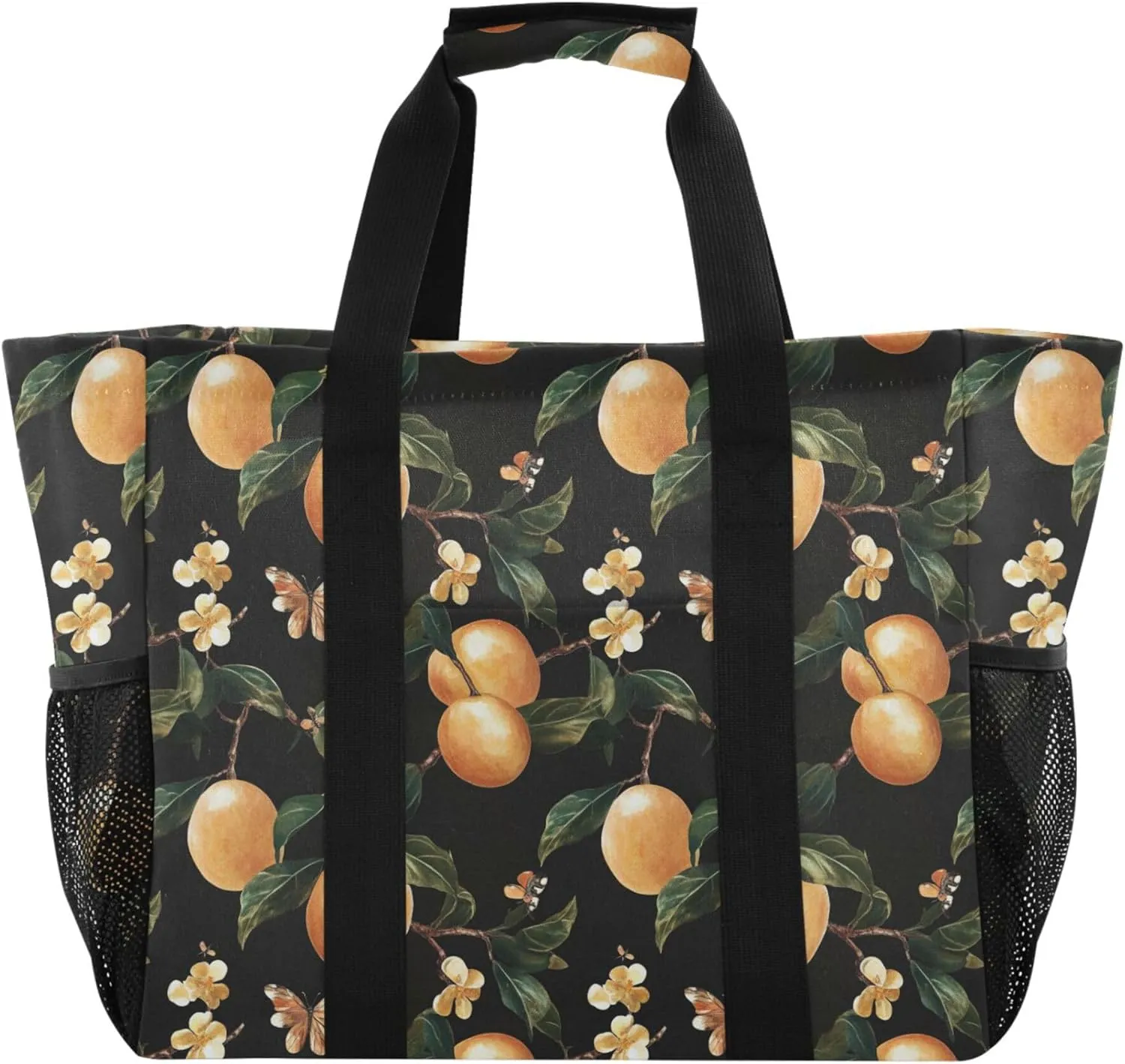 KLL Large Beach Bag Canvas Collapsable Water Resistant Reusable Grocery Bag