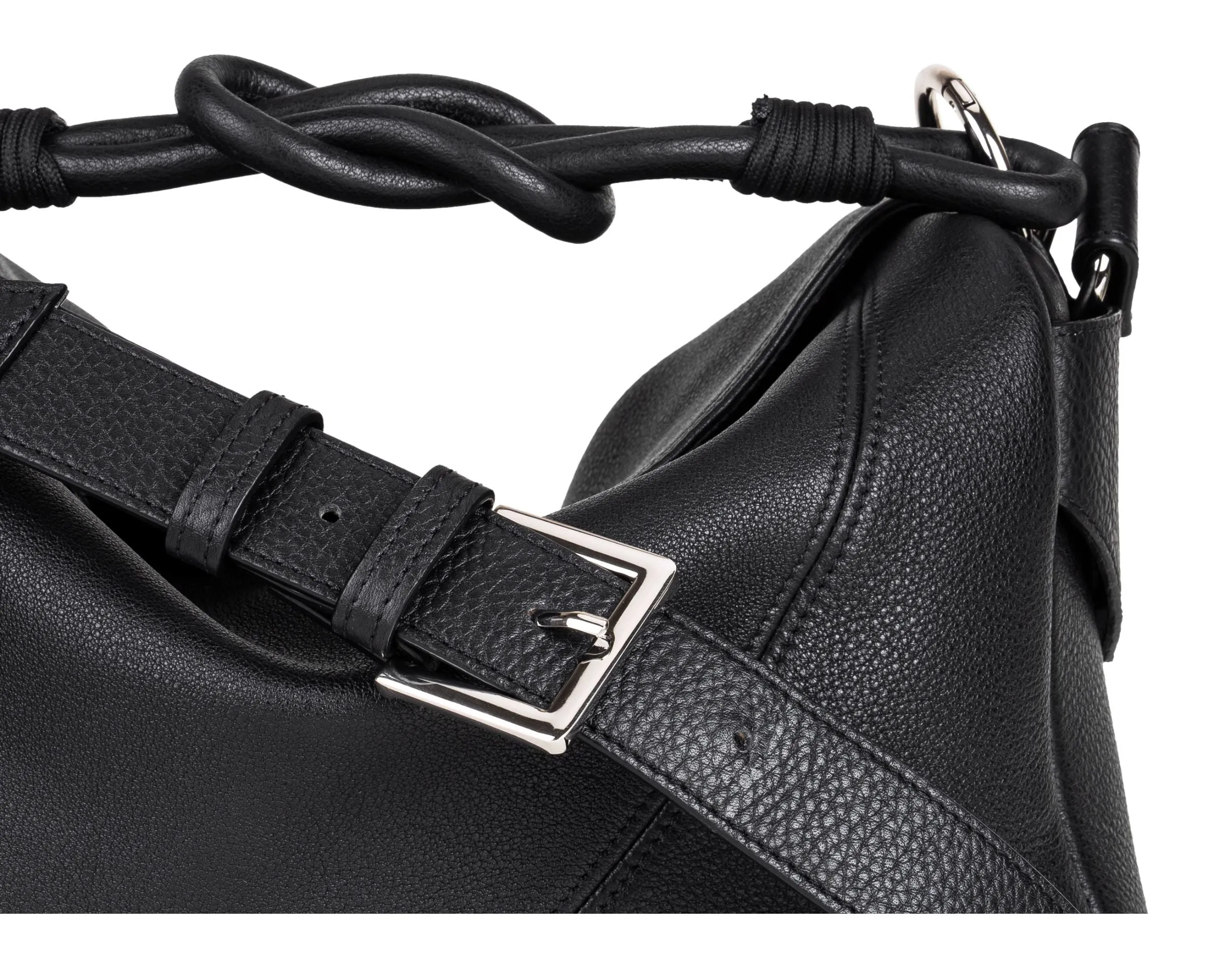 Knot Handle Leather Handbag