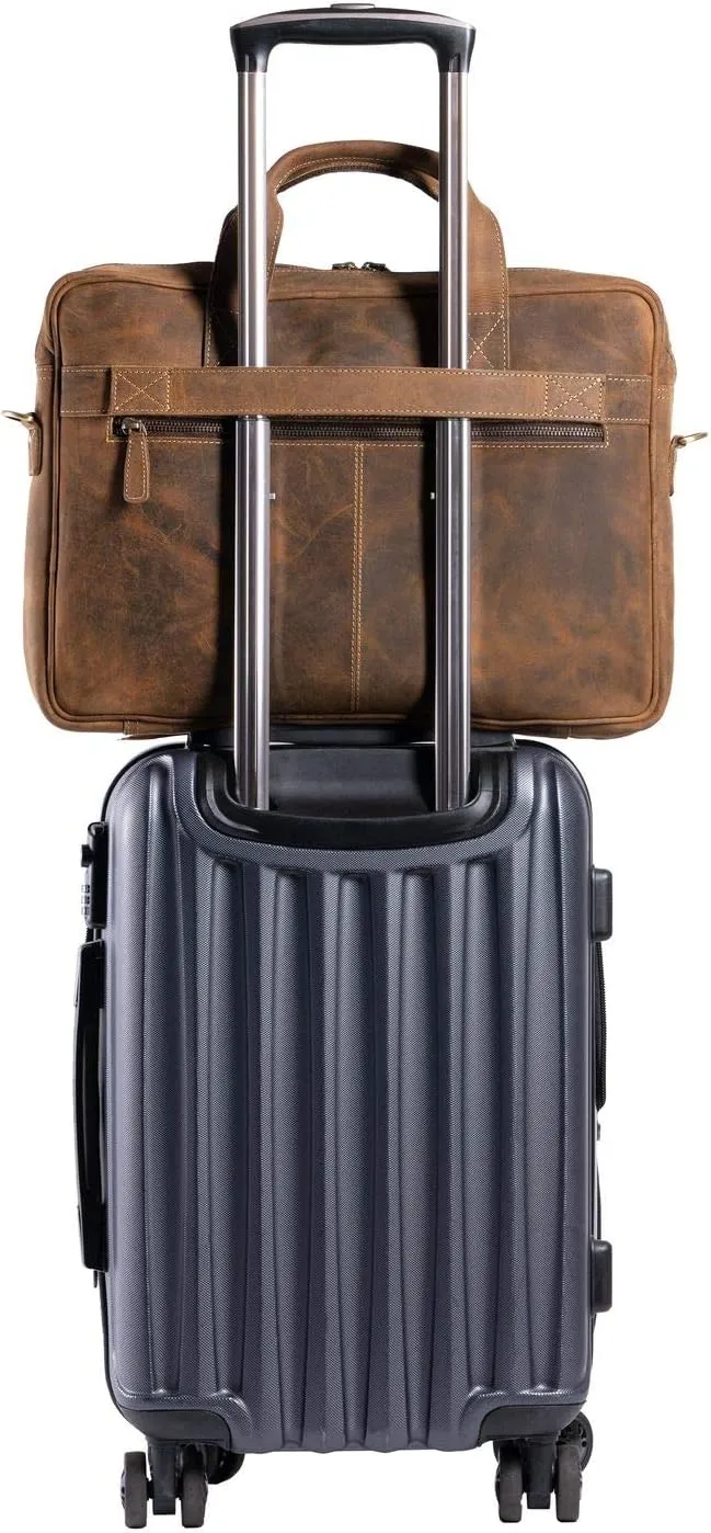 KomalC 16 Inch Leather briefcases Laptop Messenger Bags for Men and Women Best Office Satchel Bag