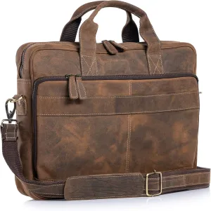 KomalC 16 Inch Leather briefcases Laptop Messenger Bags for Men and Women Best Office Satchel Bag