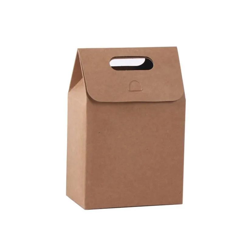 Kraft Paper Bags with Die Cut Handle 100PCS Kraft 4Sizes