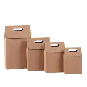 Kraft Paper Bags with Die Cut Handle 100PCS Kraft 4Sizes