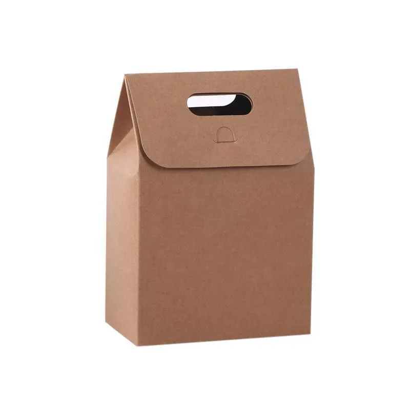 Kraft Paper Bags with Die Cut Handle 100PCS Kraft 4Sizes