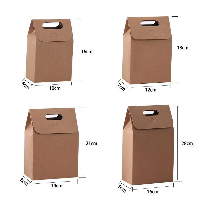 Kraft Paper Bags with Die Cut Handle 100PCS Kraft 4Sizes