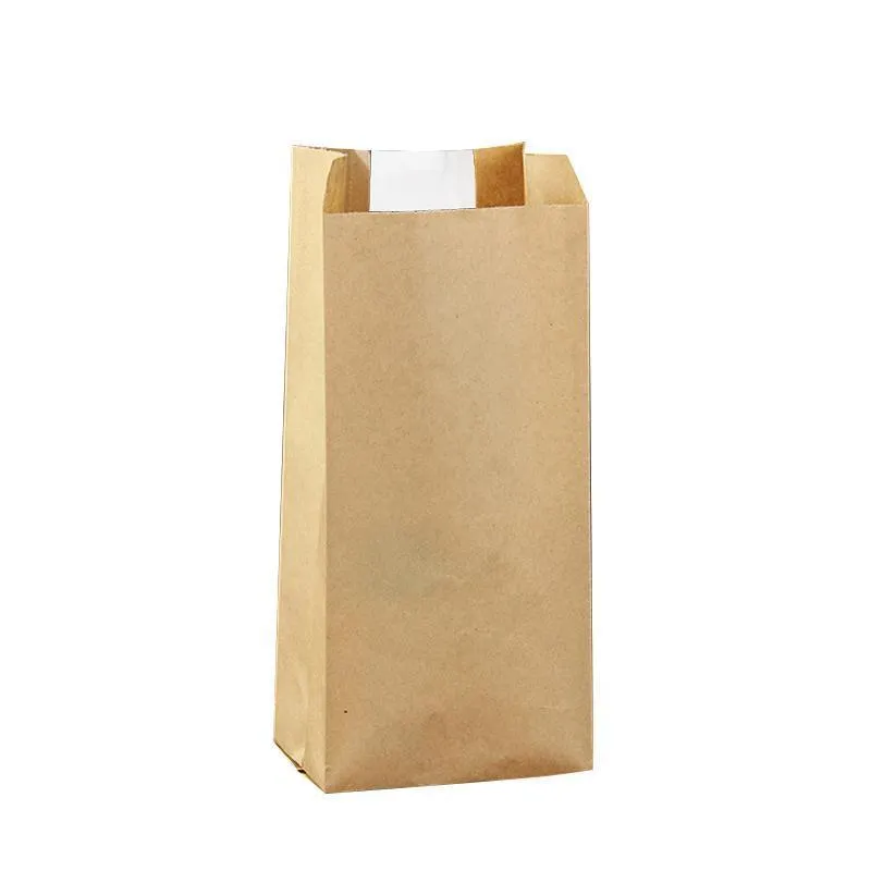 Kraft Paper Cake Bags with Stripe Window 200PCS 4Sizes