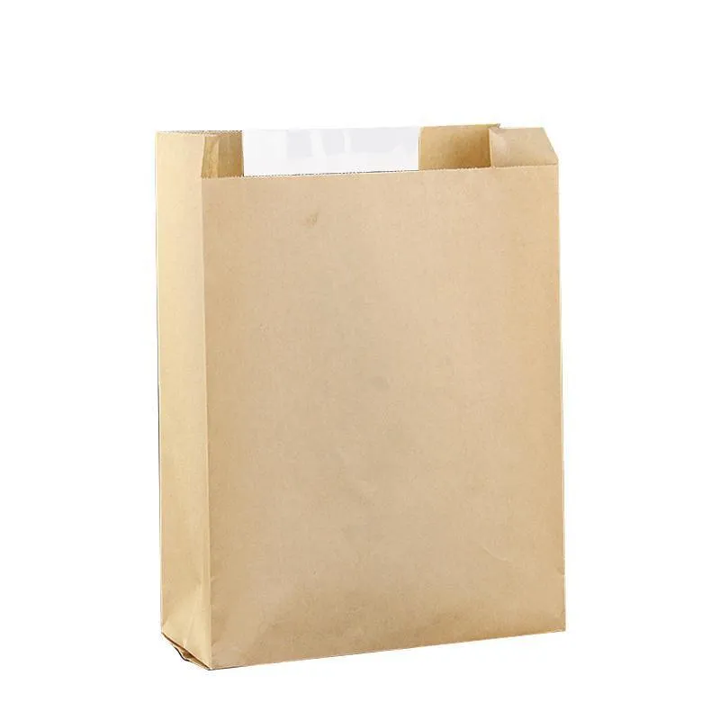 Kraft Paper Cake Bags with Stripe Window 200PCS 4Sizes