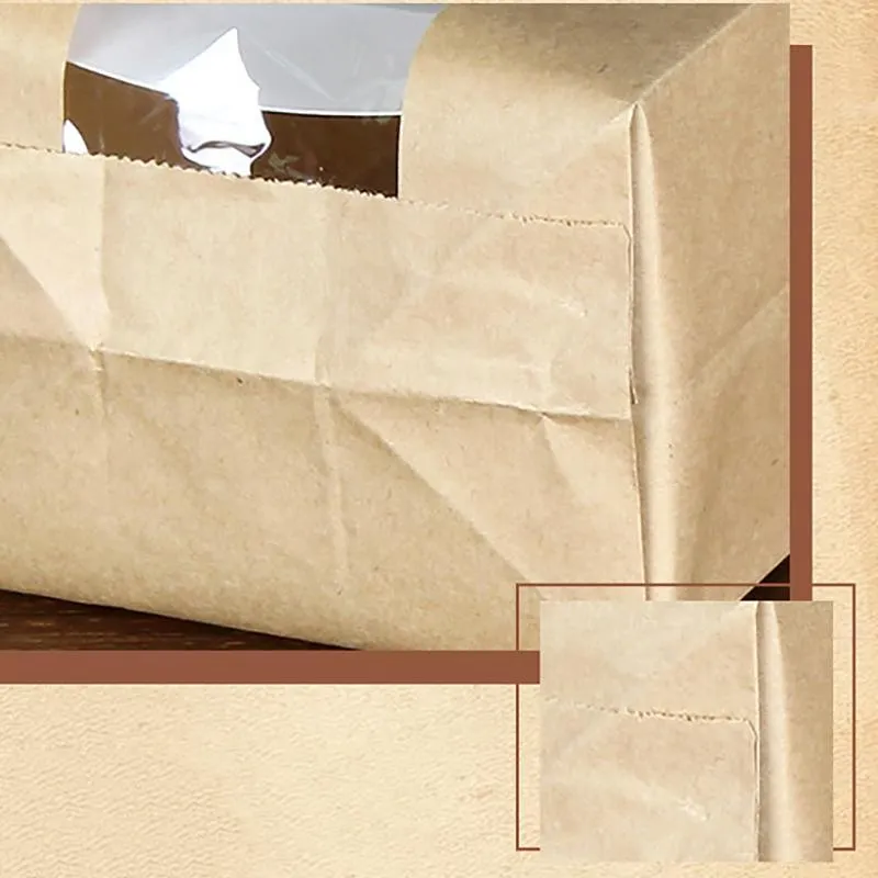 Kraft Paper Cake Bags with Stripe Window 200PCS 4Sizes
