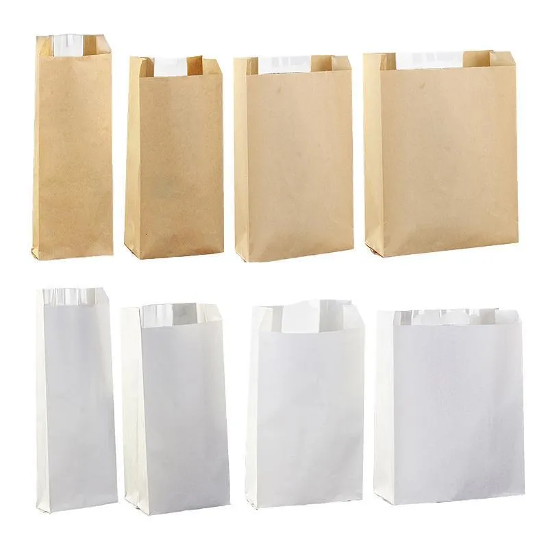 Kraft Paper Cake Bags with Stripe Window 200PCS 4Sizes