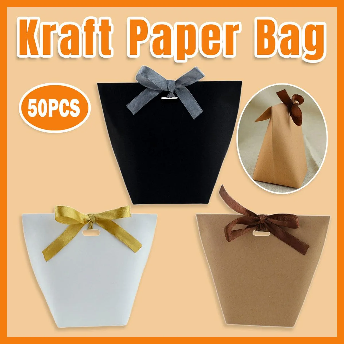 Kraft Paper Gift Bags Party Candy Bags 50PCS