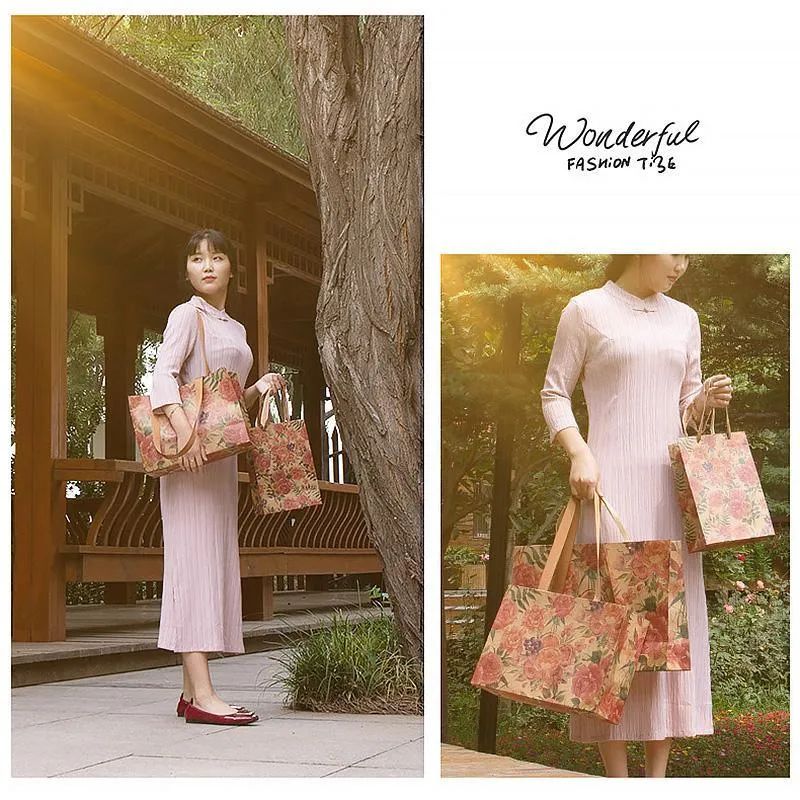 Kraft Vintage Paper Bags with Handles for Gifts 10PCS