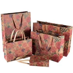 Kraft Vintage Paper Bags with Handles for Gifts 10PCS