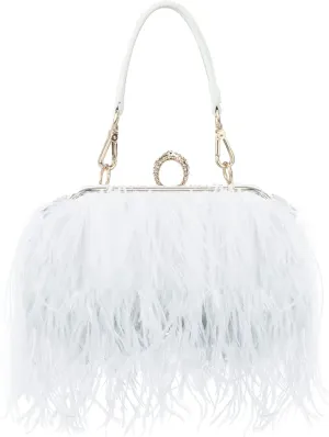 KUANG! Real Natural Ostrich Feather Clutch Evening Bag Fashion Handbag Purse for Banquet Party