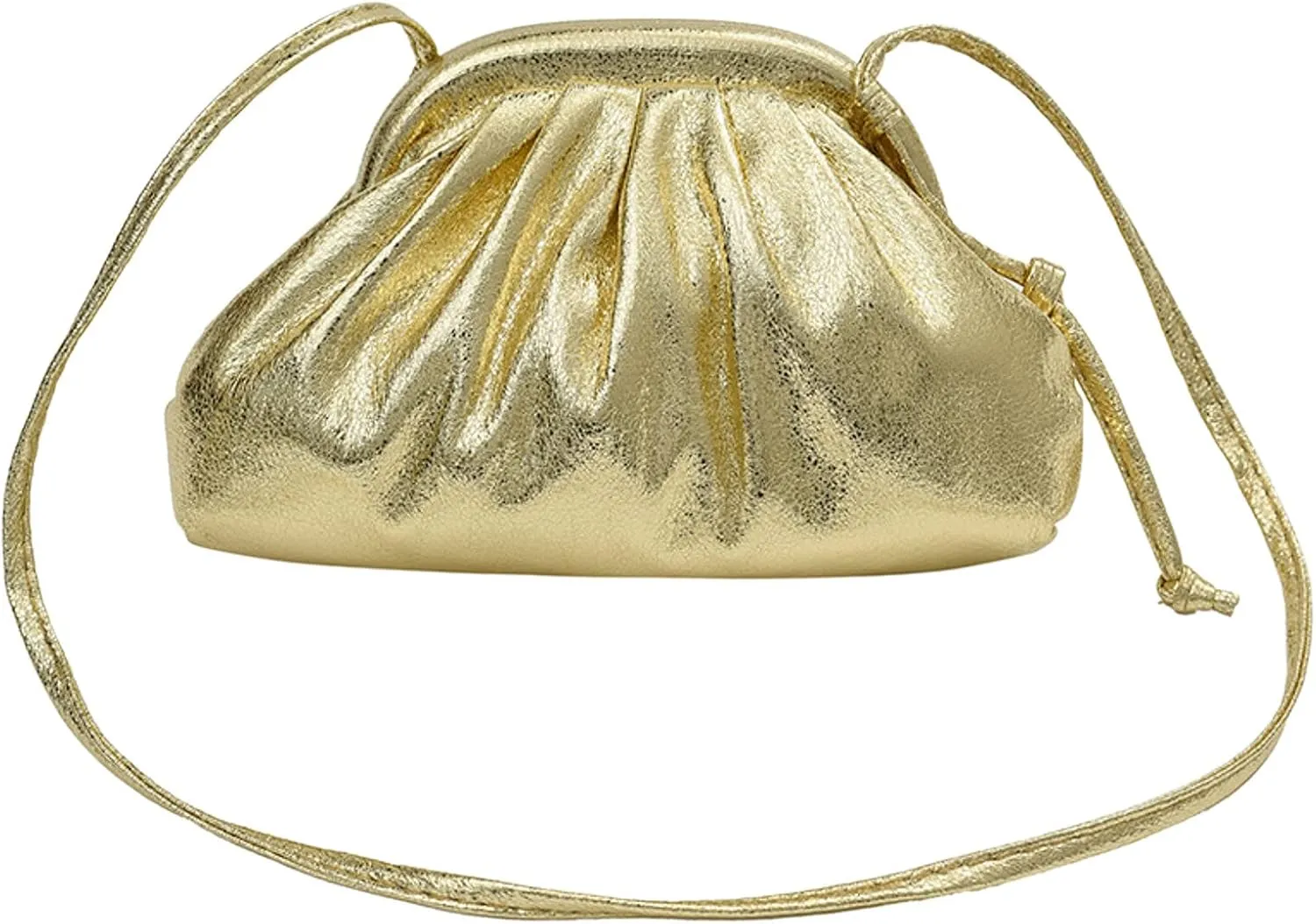 Ladies Crossbody Bag Clutch Clutch Clutch Clutches Large Capacity Pleated Bag Single Shoulder Metallic (Gold, One Size)