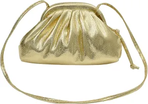 Ladies Crossbody Bag Clutch Clutch Clutch Clutches Large Capacity Pleated Bag Single Shoulder Metallic (Gold, One Size)