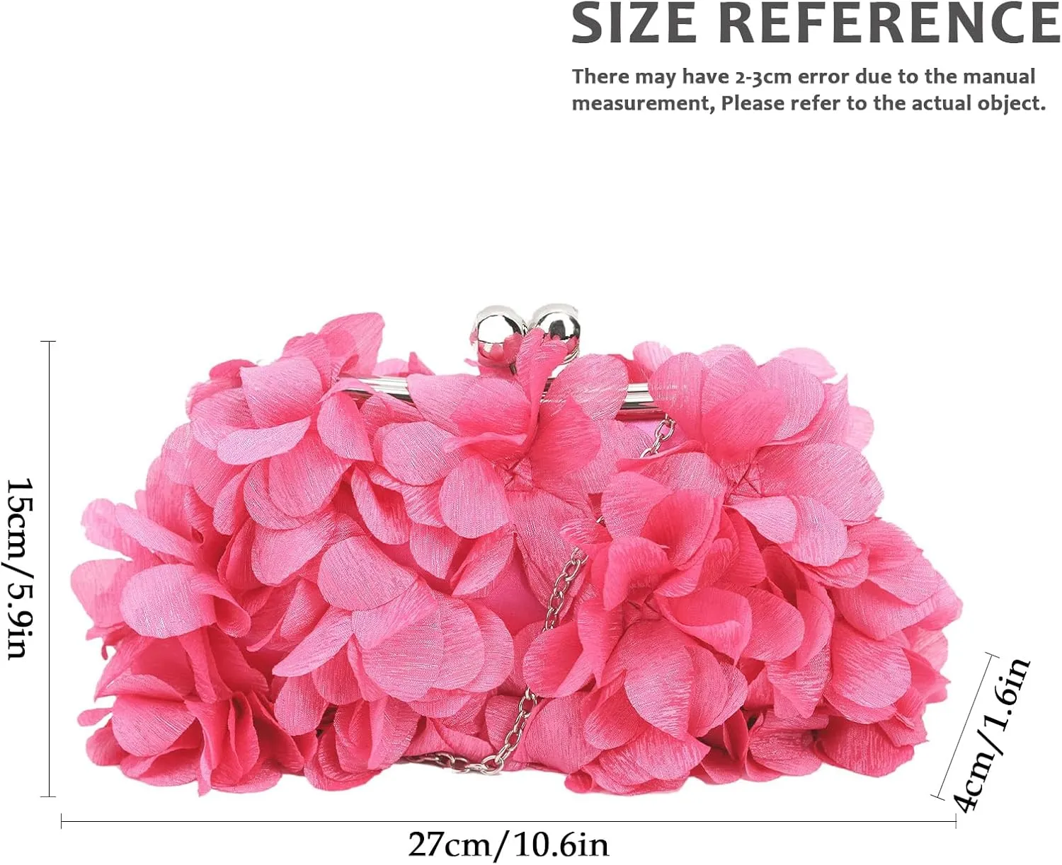 LAKSMI Women Clutch Evening Bags Floral Appliques Formal Purse Shouder Handbags with Detachable Chains