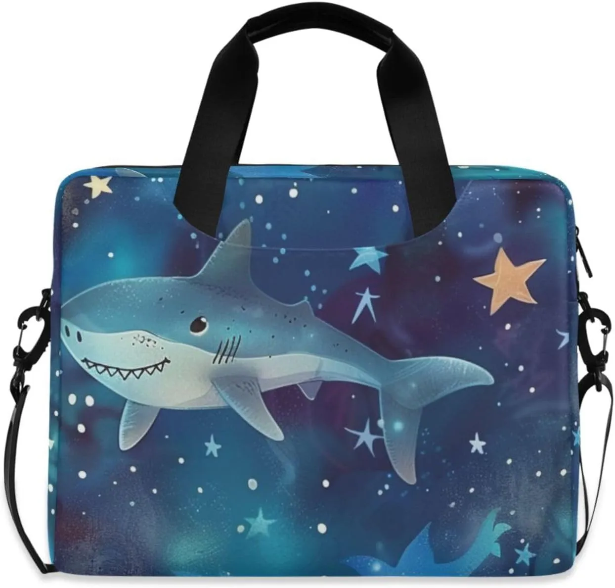 Laptop Bag Fits Up to 16 Inch Computer Sharks Soar in The Starry Sky Laptop Briefcases for Men Women