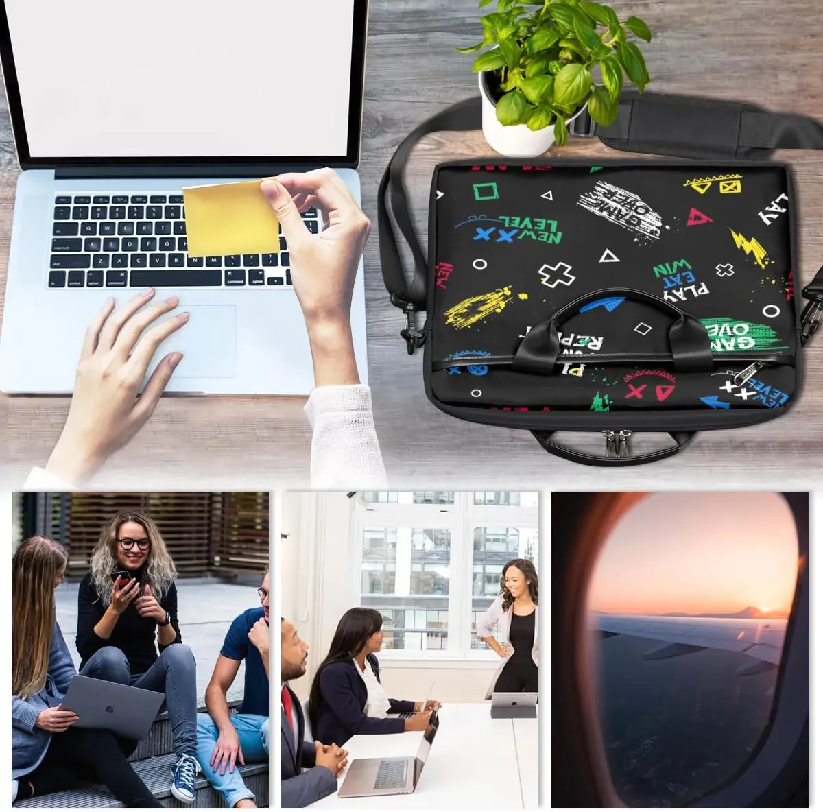 Laptop Bag for Women Men, 15.6 inch Messenger Shoulder Bags, Water Resistant Computer Bag Sleeve