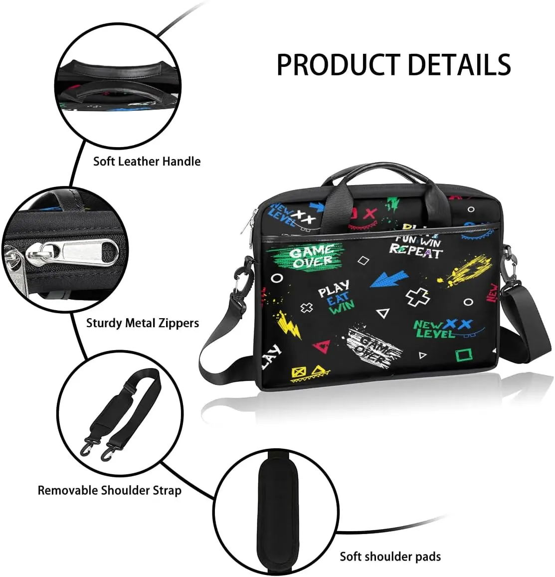 Laptop Bag for Women Men, 15.6 inch Messenger Shoulder Bags, Water Resistant Computer Bag Sleeve