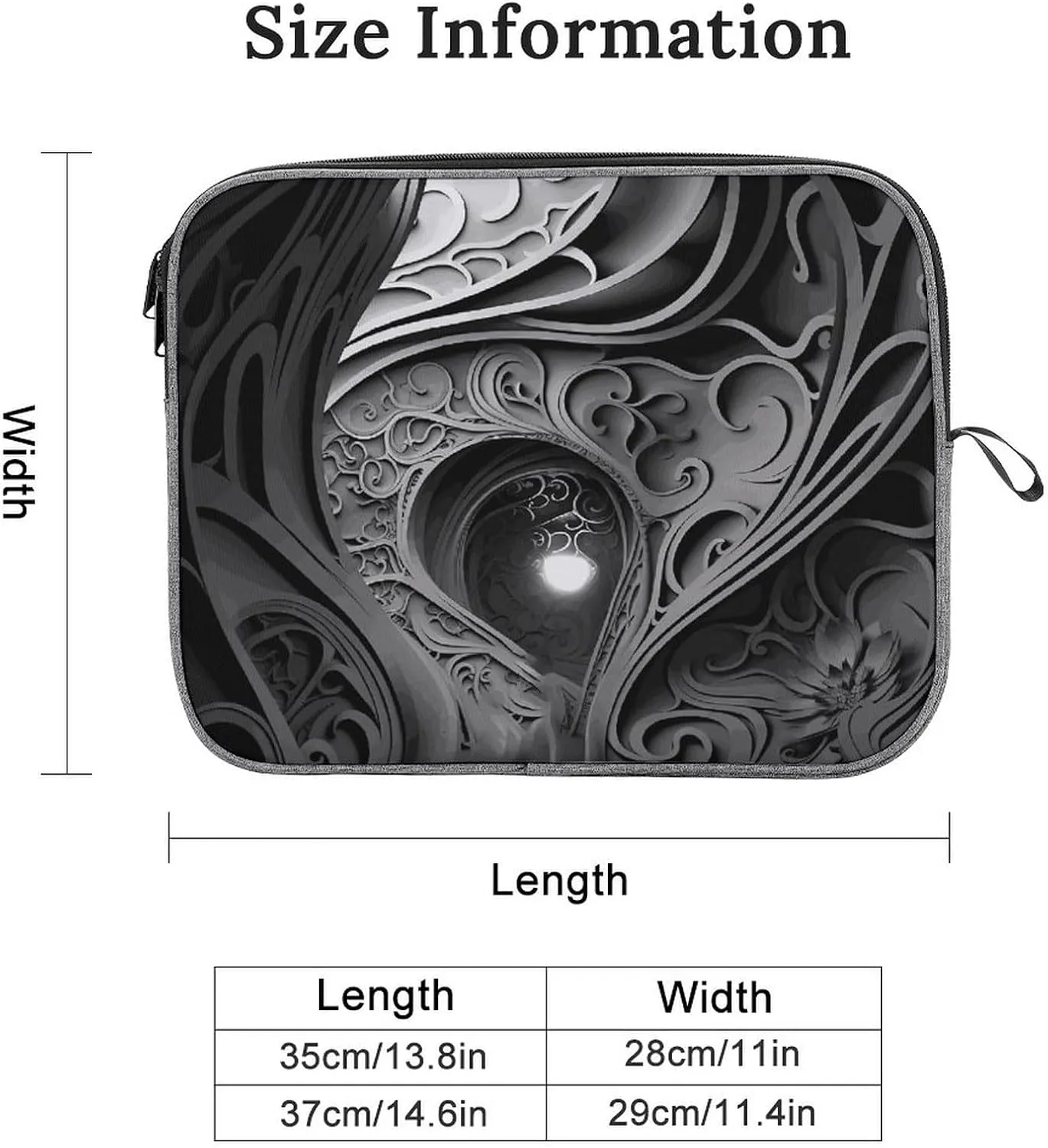 Laptop Sleeve Bag 14inch Slim Computer Carrying Bag Complex Black and White Laptop Protective Case Briefcase Handbag