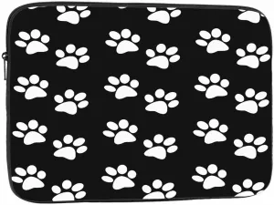 Laptop Sleeve Bag 15.4 15.6 Inch,Dog Paw Print Black and White Dog Footprint Protective Polyester Computer Cases Laptop Cover Briefcase Bag Tablet Travel Cover