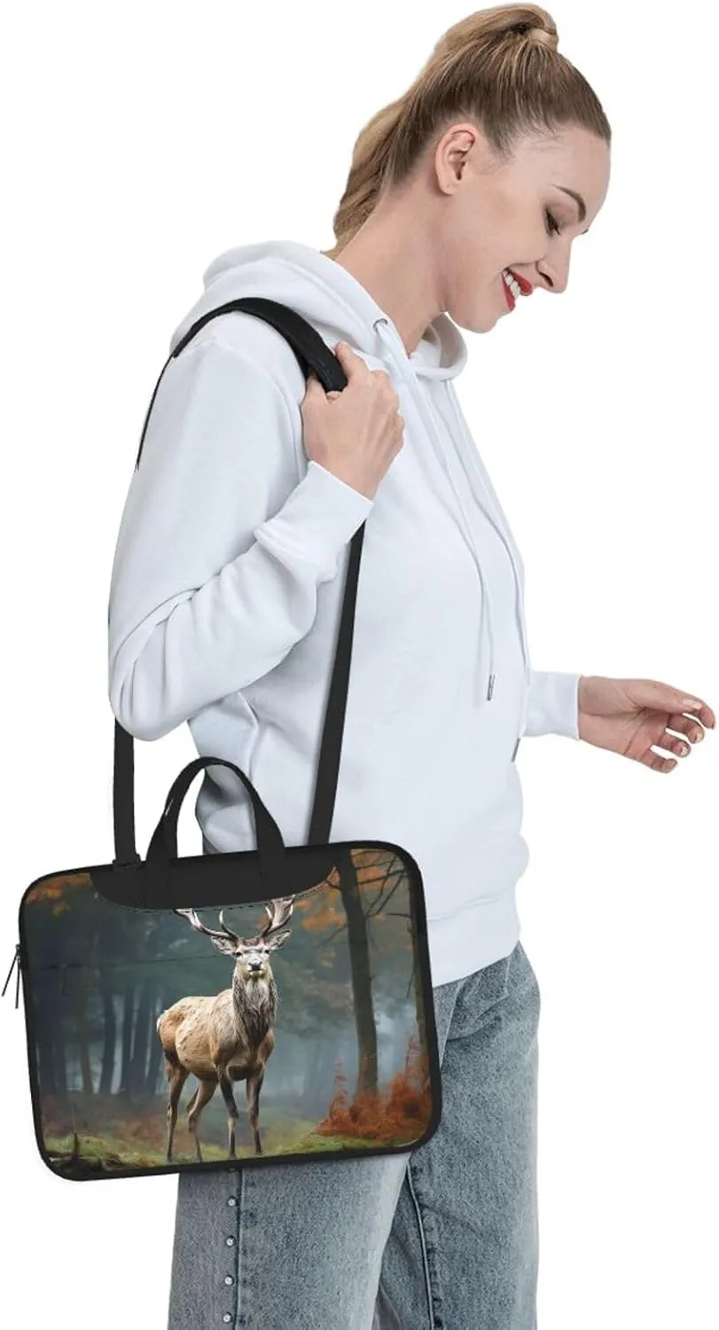 Laptop Sleeve Bag Shockproof Notebook Case Deer Animals Computer Carrying Case with Shoulder Strap 15.6 inch