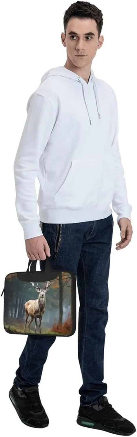 Laptop Sleeve Bag Shockproof Notebook Case Deer Animals Computer Carrying Case with Shoulder Strap 15.6 inch