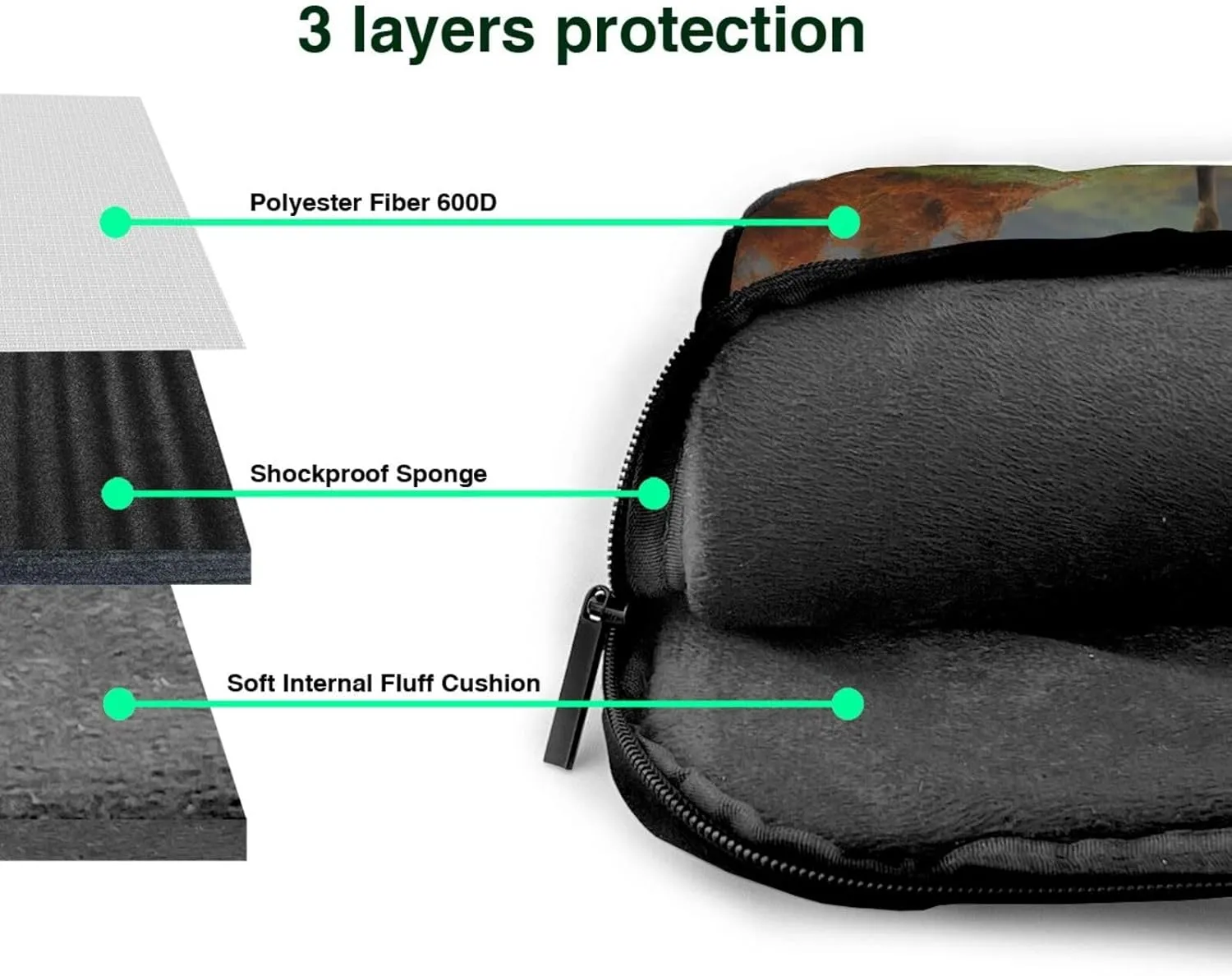 Laptop Sleeve Bag Shockproof Notebook Case Deer Animals Computer Carrying Case with Shoulder Strap 15.6 inch