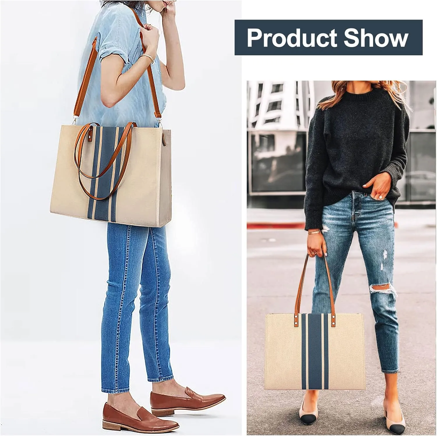 Laptop Tote Bag for Women, Fits 15.6 Inch Laptop Bag, Large Canvas Work Tote Bags for Women, Computer Briefcase Shoulder Bag