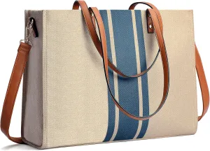 Laptop Tote Bag for Women, Fits 15.6 Inch Laptop Bag, Large Canvas Work Tote Bags for Women, Computer Briefcase Shoulder Bag