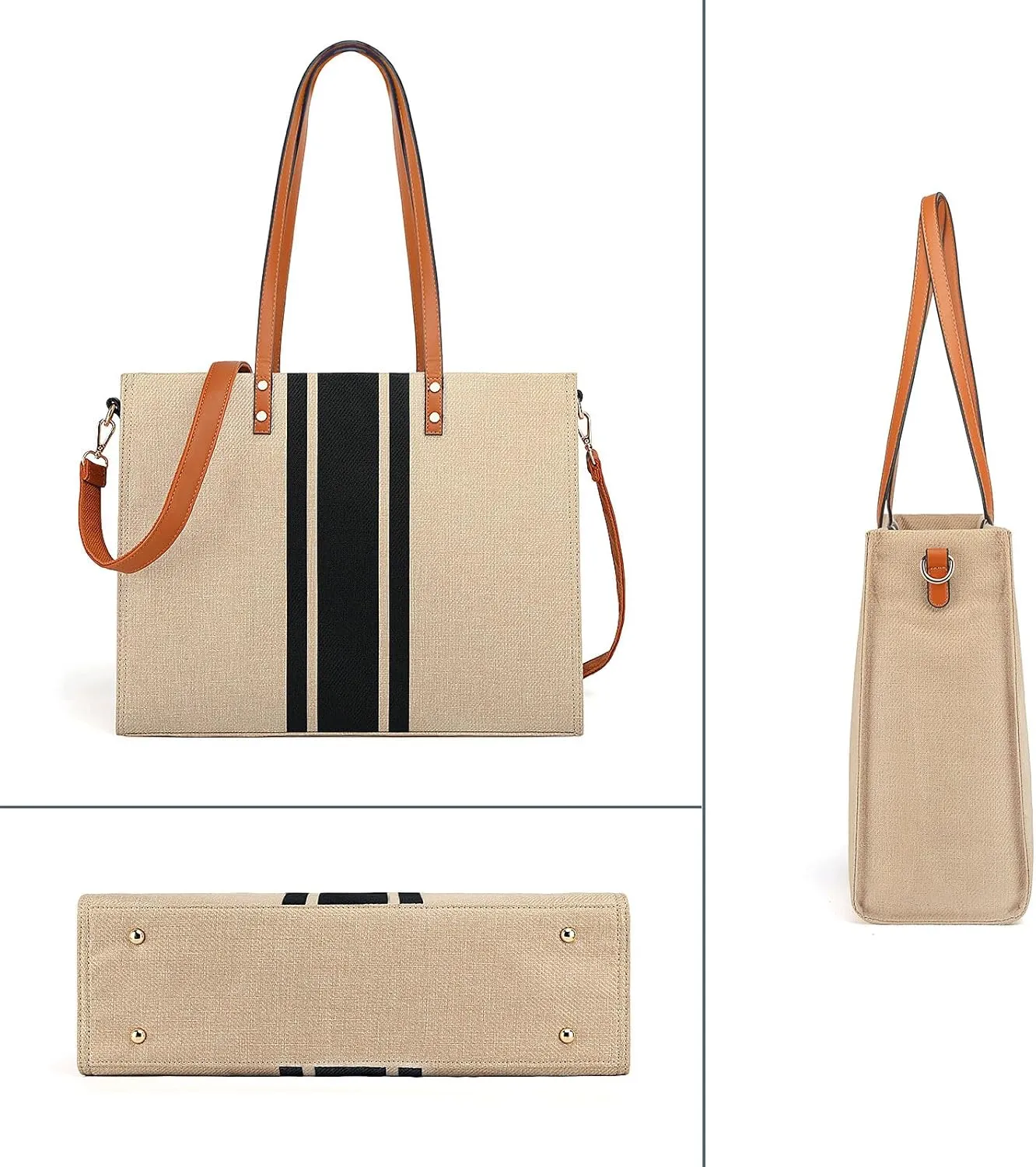 Laptop Tote Bag for Women, Fits 15.6 Inch Laptop Bag, Large Canvas Work Tote Bags for Women, Computer Briefcase Shoulder Bag