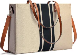 Laptop Tote Bag for Women, Fits 15.6 Inch Laptop Bag, Large Canvas Work Tote Bags for Women, Computer Briefcase Shoulder Bag