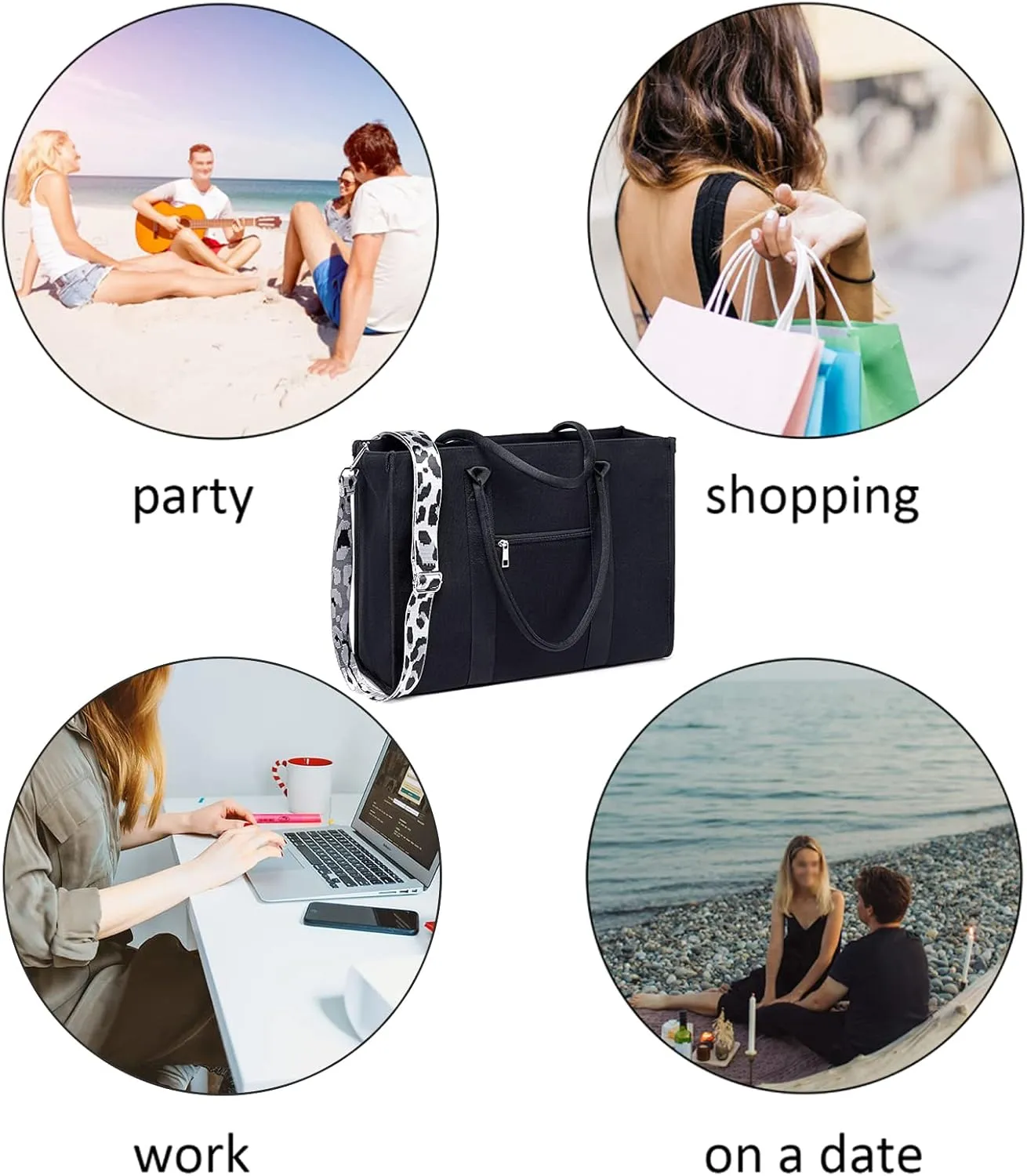 Laptop Tote Bag for Women Work 15.6 inch Canvas Shoulder Bags Computer Messenger Purse Teacher Handbag Office Briefcase