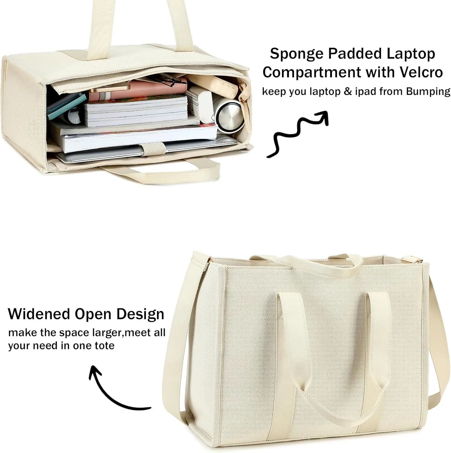 Laptop Tote Bag for Women Work 15.6 inch Canvas Shoulder Bags Computer Messenger Purse Teacher Handbag Office Briefcase