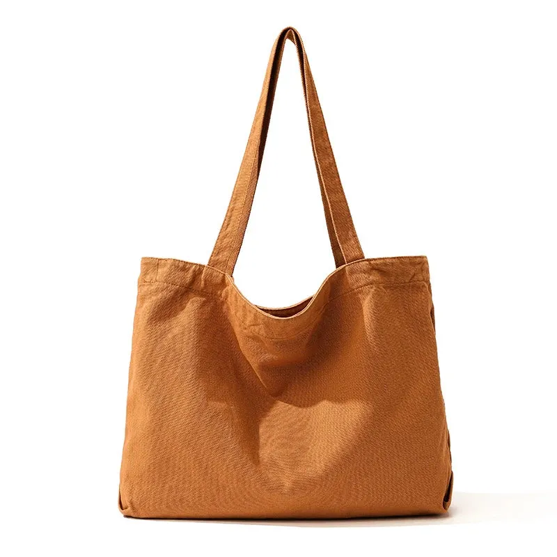 Large Canvas Women's Bag Solid Eco Bag Korean Shoulder Bag Reusable Shopping Messenger Bag Y2K Handbag School Pocket Travel Bag
