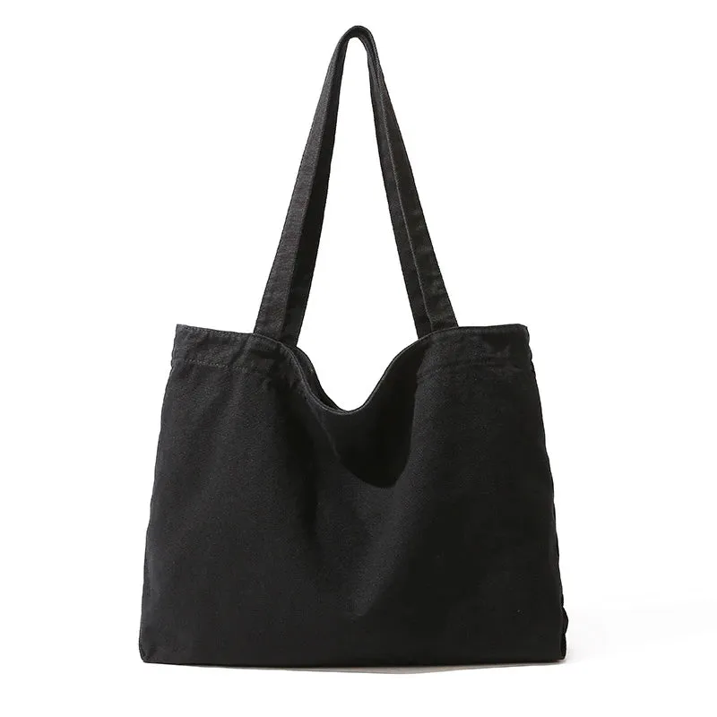 Large Canvas Women's Bag Solid Eco Bag Korean Shoulder Bag Reusable Shopping Messenger Bag Y2K Handbag School Pocket Travel Bag