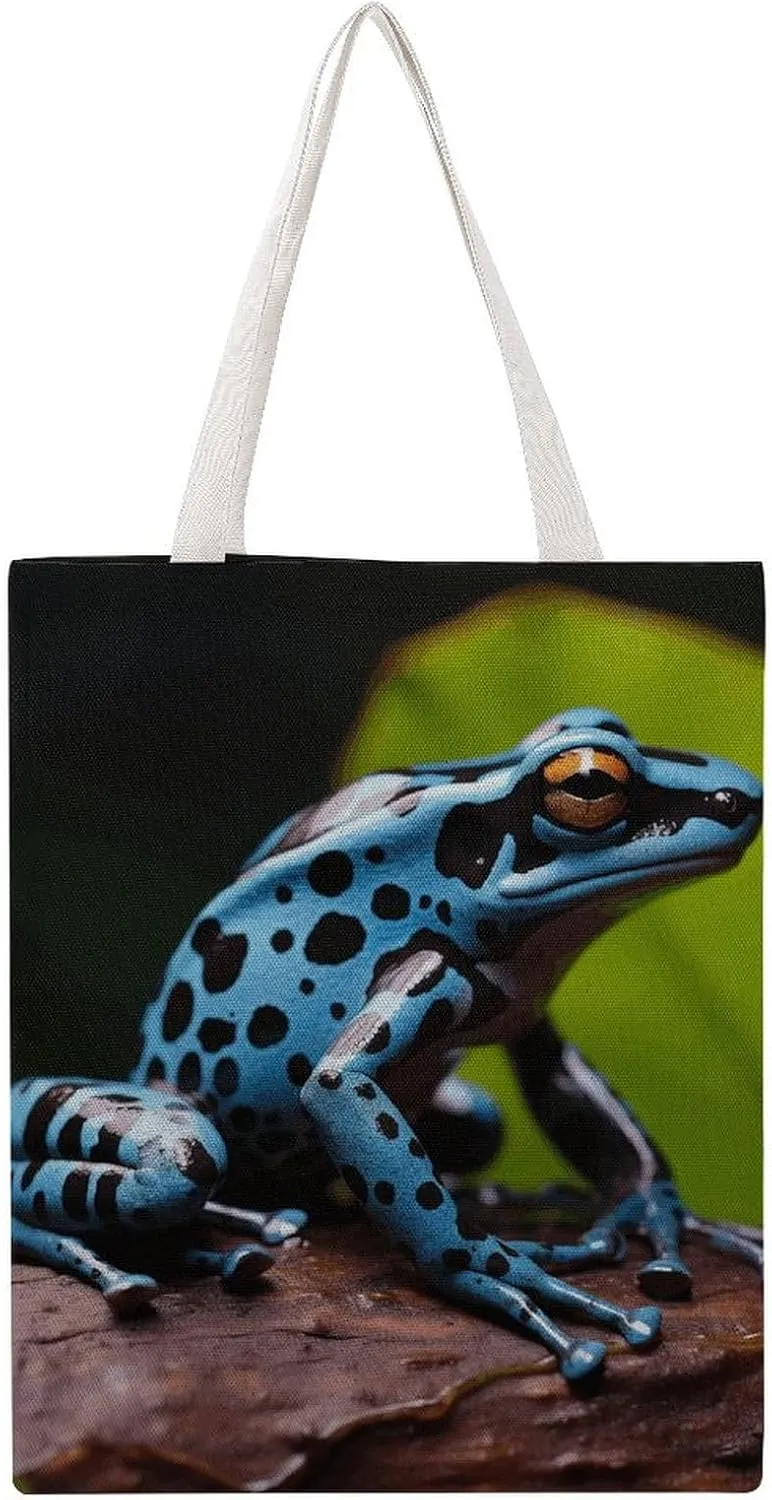 Large Martin Canvas Tote Bag,Dart Frog Blue Double-sided Printing Tote Bag,canvas Shopping Bag,reusable Tote Bag