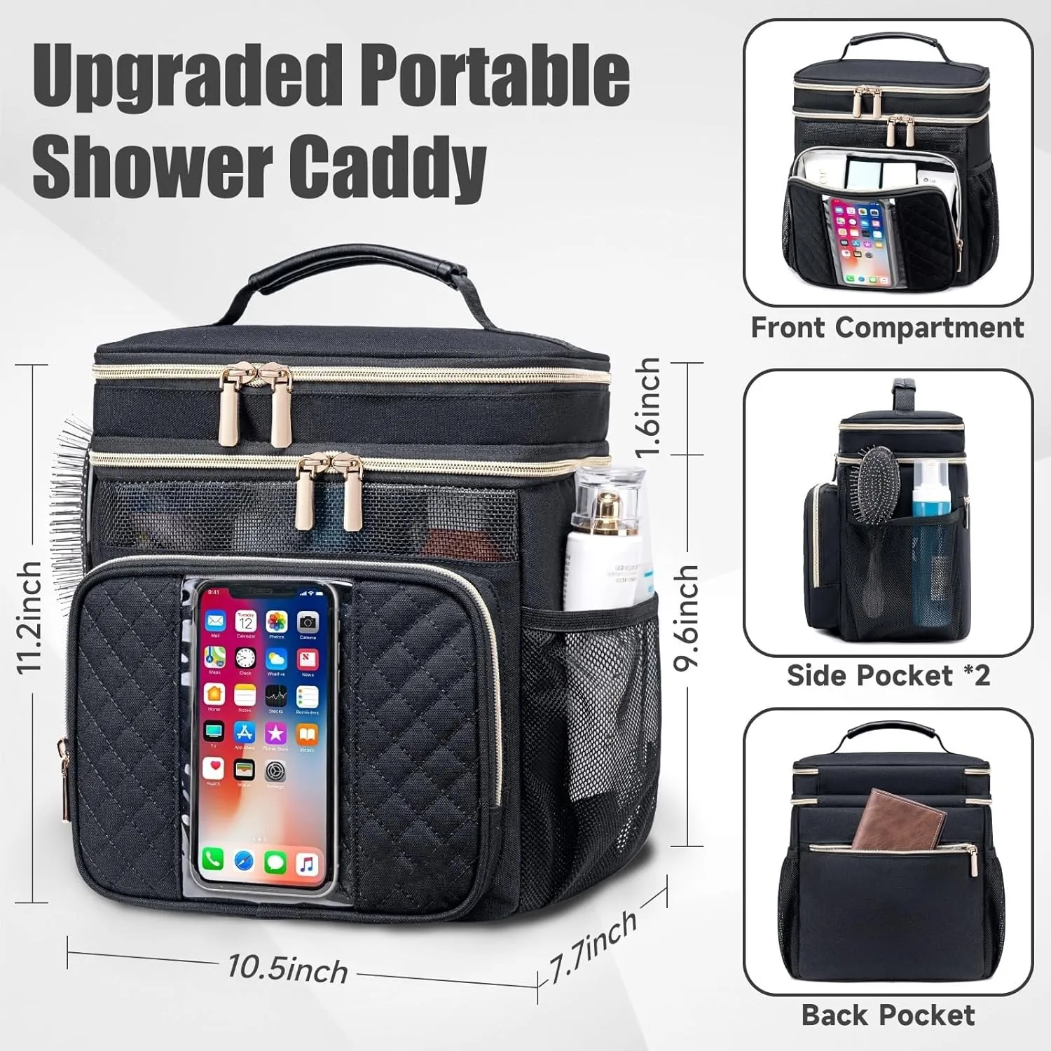 Large Toiletry Bag for Women Men, Waterproof Portable Shower Caddy for College Dorm,Bathroom Bag,Quick Dry Shower Bag Hanging Toiletry Bags For Traveling Gym Camping Travel (Pink)