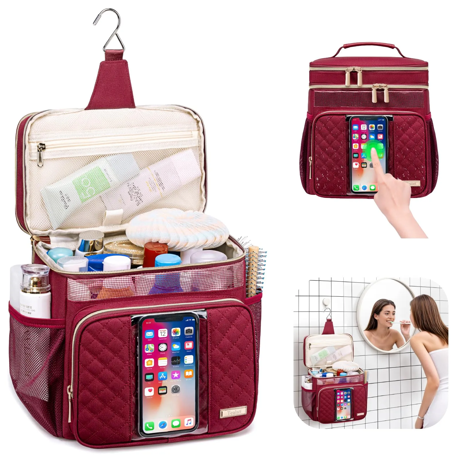 Large Toiletry Bag for Women Men,Bathroom Bag,Water Resistant Portable Shower Caddy for College Dorm,Hanging Toiletry Bags for Traveling,Gym Camping Cruise Ship Travel Essentials Shower Bag