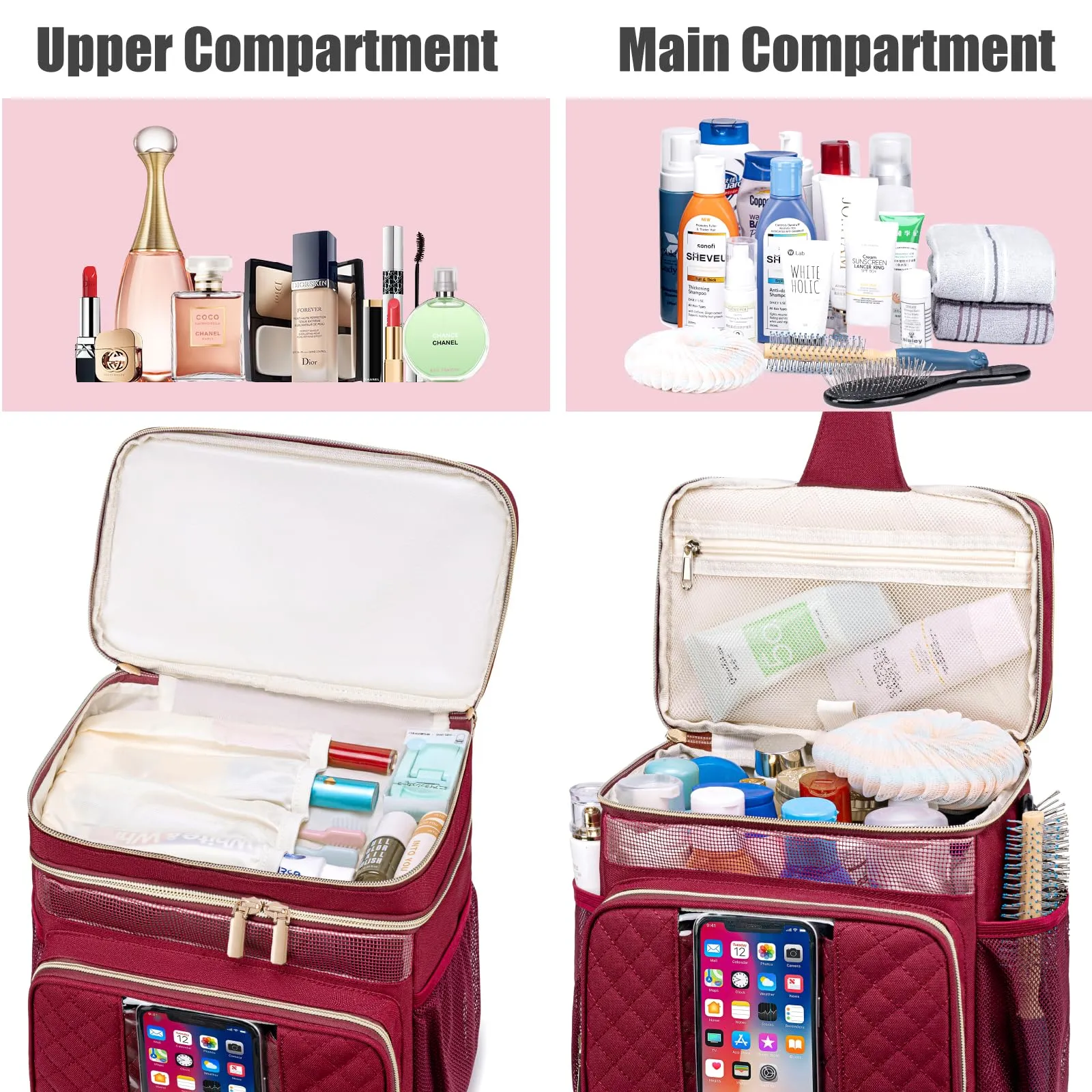 Large Toiletry Bag for Women Men,Bathroom Bag,Water Resistant Portable Shower Caddy for College Dorm,Hanging Toiletry Bags for Traveling,Gym Camping Cruise Ship Travel Essentials Shower Bag