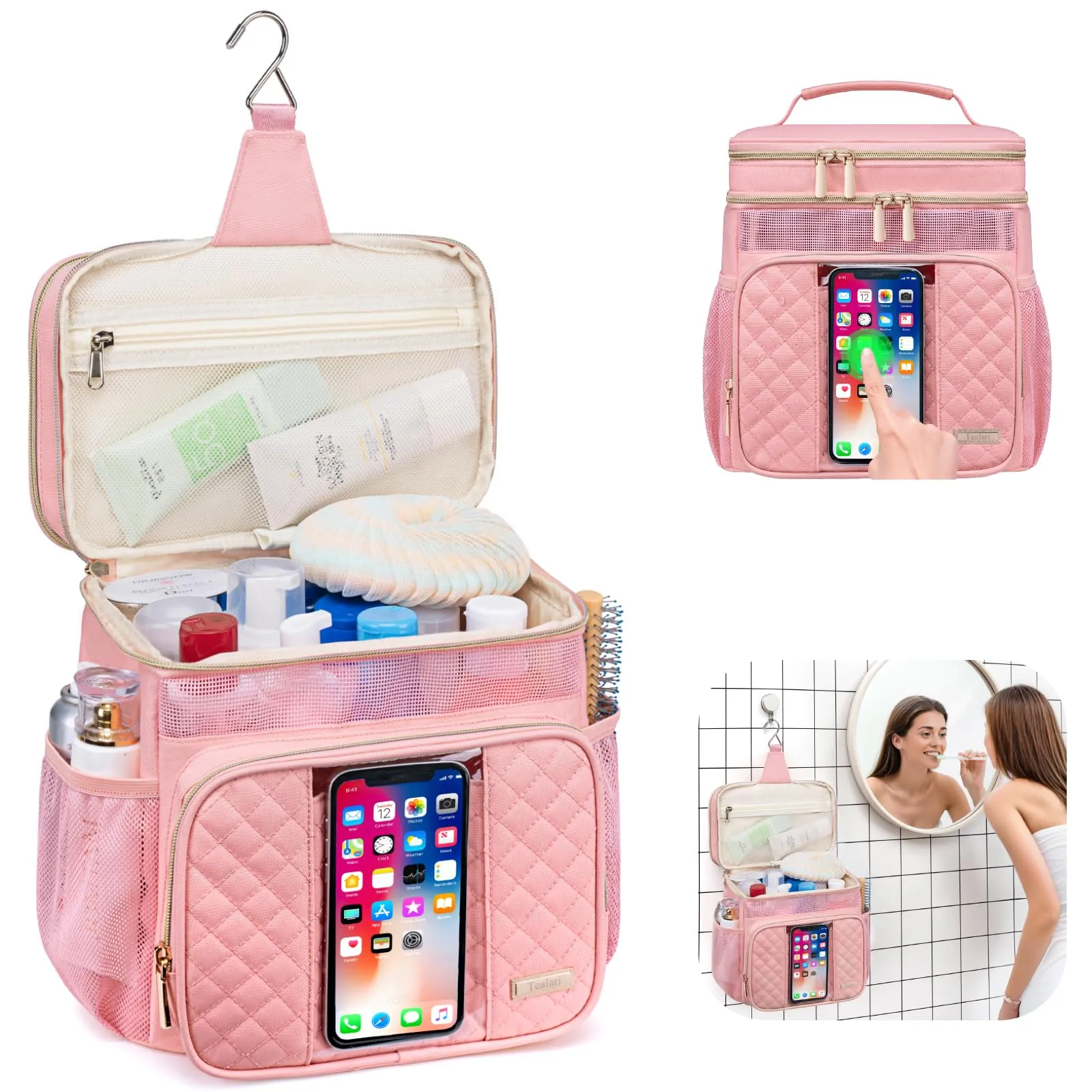Large Toiletry Bag for Women Men,Bathroom Bag,Water Resistant Portable Shower Caddy for College Dorm,Hanging Toiletry Bags for Traveling,Gym Camping Cruise Ship Travel Essentials Shower Bag