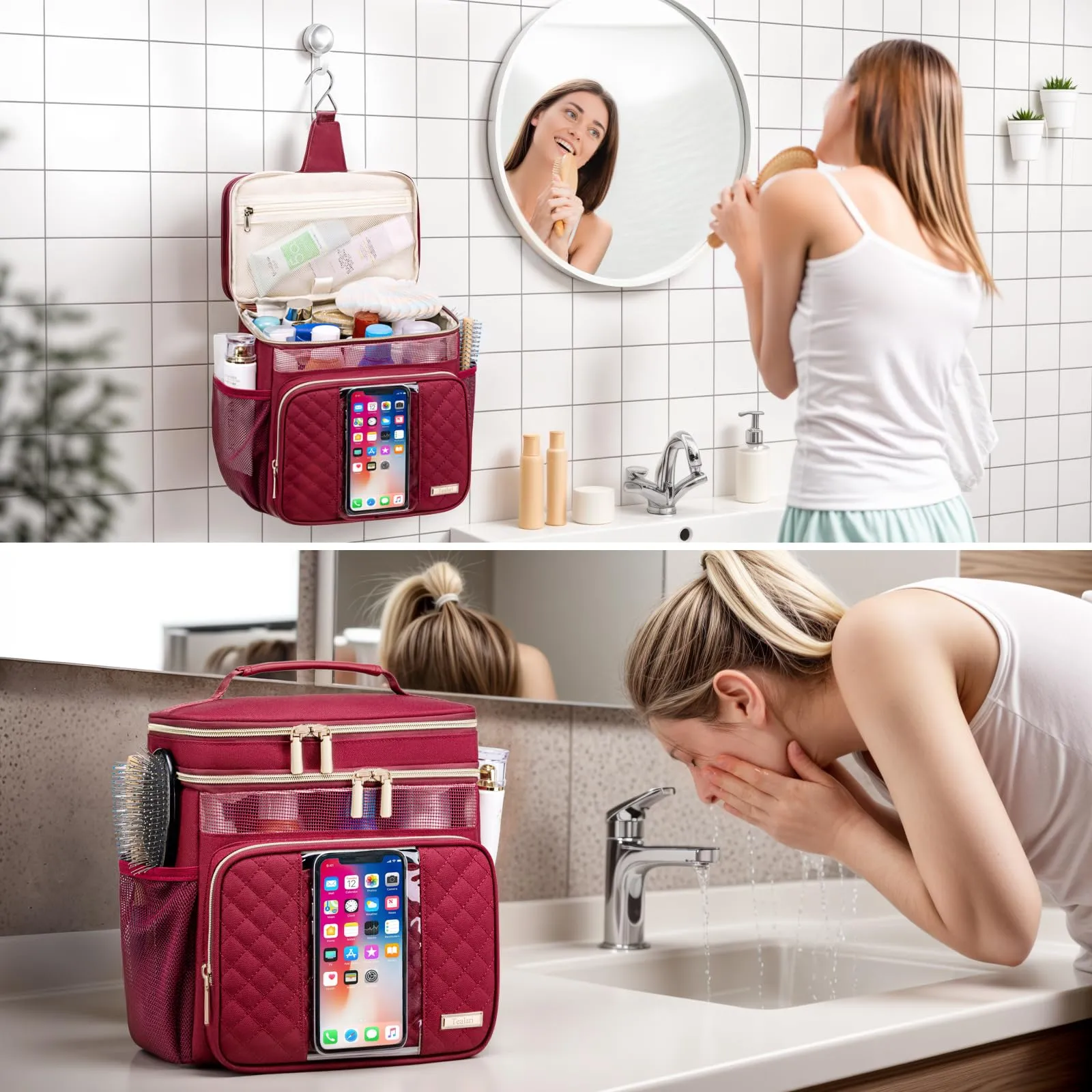 Large Toiletry Bag for Women Men,Bathroom Bag,Water Resistant Portable Shower Caddy for College Dorm,Hanging Toiletry Bags for Traveling,Gym Camping Cruise Ship Travel Essentials Shower Bag