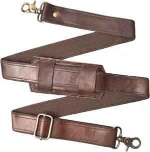 Leather Adjustable Shoulder Strap 60" with Brass Hook, Shoulder padded Replacement for Briefcase Messenger Shoulder Duffel Handbag Tote Bag