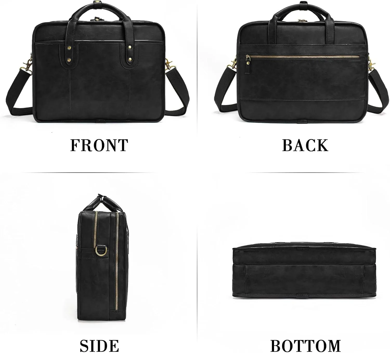 Leather Briefcases for Men 15.6 Inch Business Computer Bag Laptop Bag for Men Water Resistance Travel Messenger Bag