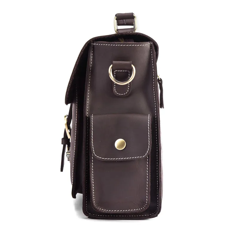 Leather Crazy Horse 15 Inch Cowhide Briefcases Handbag