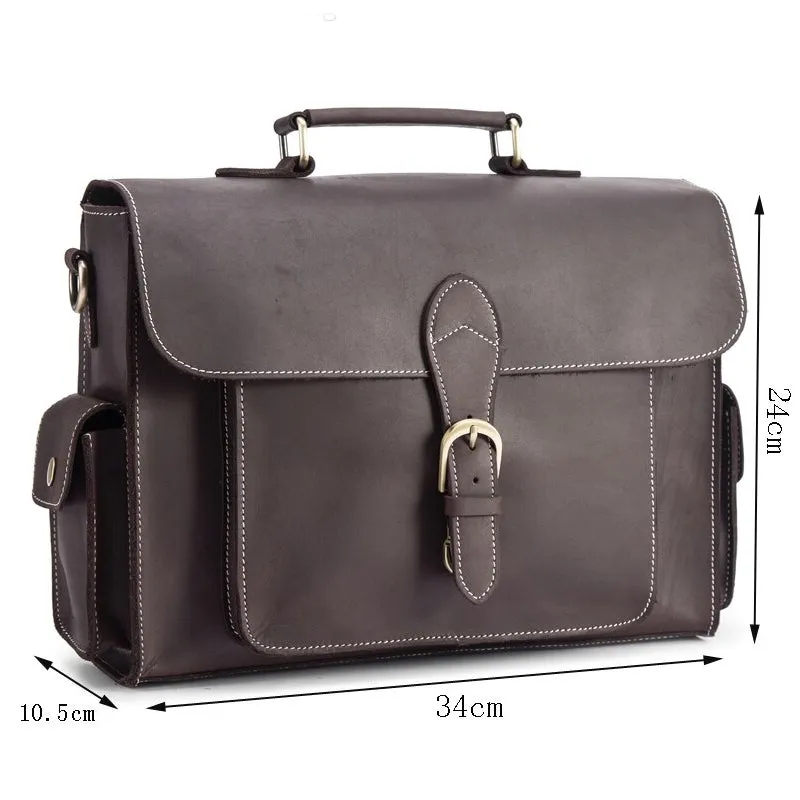Leather Crazy Horse 15 Inch Cowhide Briefcases Handbag