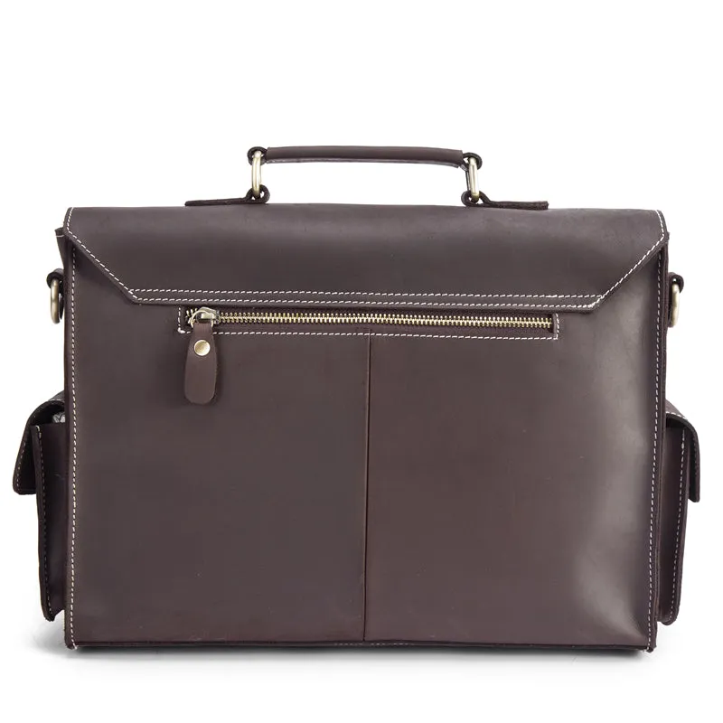 Leather Crazy Horse 15 Inch Cowhide Briefcases Handbag