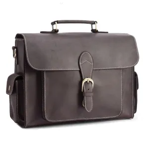 Leather Crazy Horse 15 Inch Cowhide Briefcases Handbag