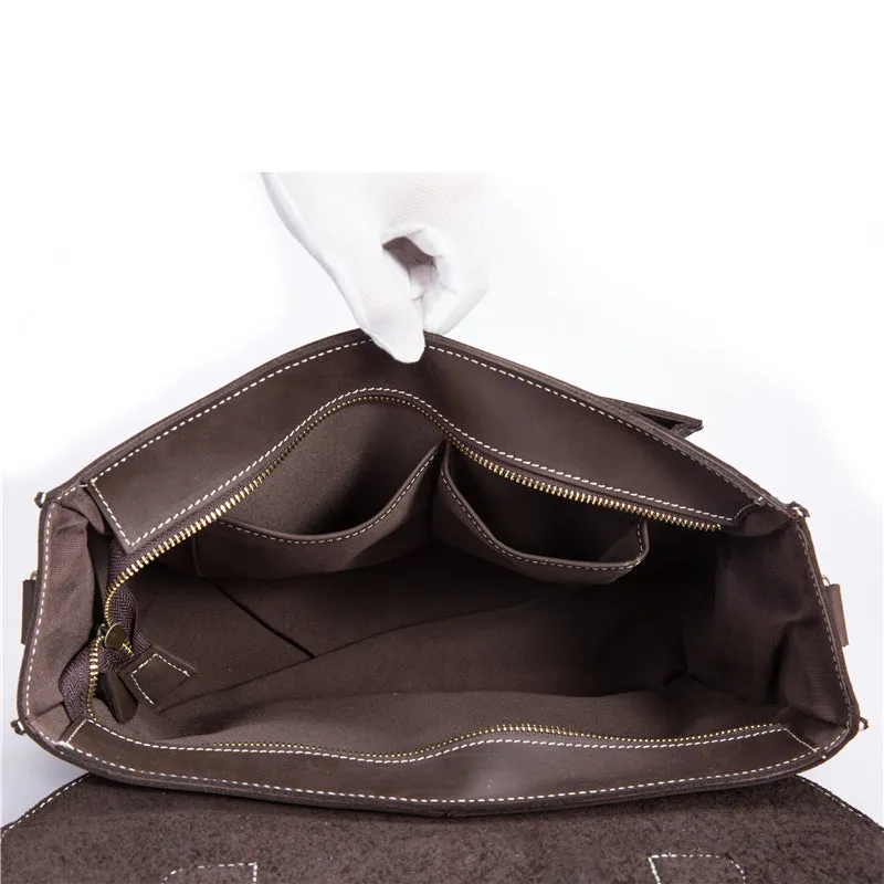 Leather Crazy Horse 15 Inch Cowhide Briefcases Handbag